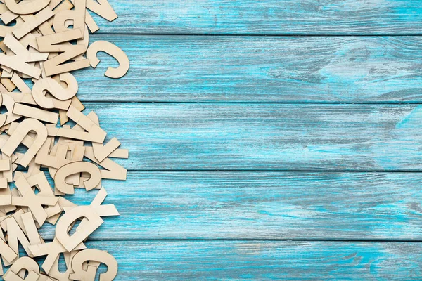 Wooden Letters Blue Table — Stock Photo, Image