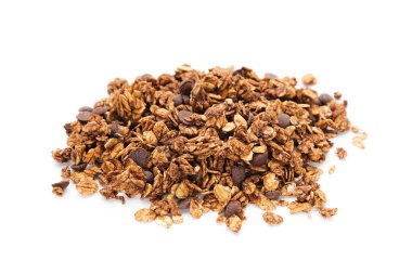 Beyaz arkaplanda yalıtılmış lezzetli granola
