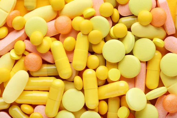 Pozadí Žlutých Pilulek Tobolek — Stock fotografie