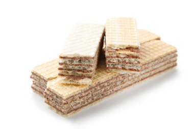 Beyaz arkaplanda izole edilmiş tatlı gofret çubukları