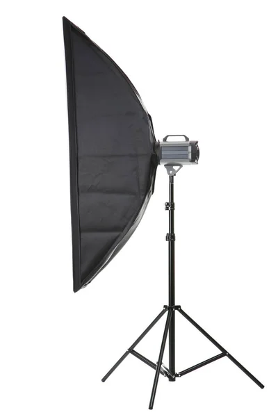 Iluminação Estúdio Com Softbox Isolado Fundo Branco — Fotografia de Stock