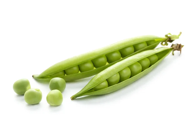 Green Pea Pods Isolated White Background — Stock Photo, Image