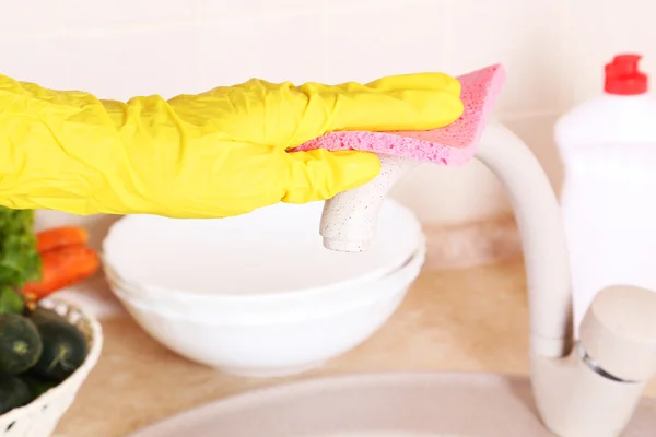 Male hand washing faucet — Stock Photo, Image