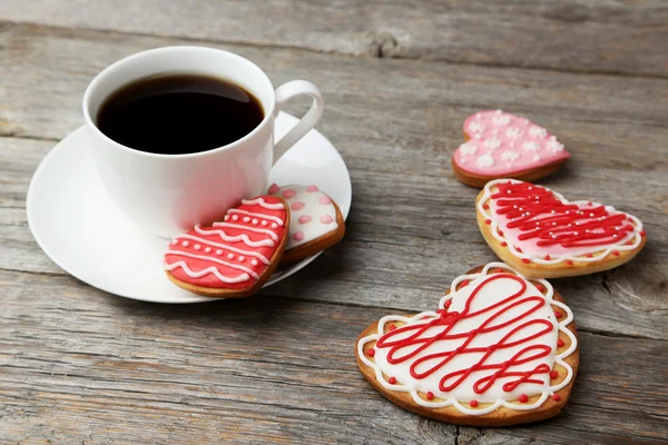 Kekse mit Tasse Kaffee im Rahmen — Stockfoto