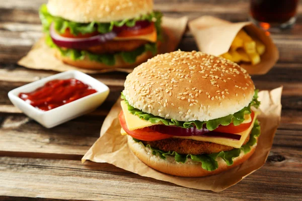 Fresh tasty burgers — Stock Photo, Image