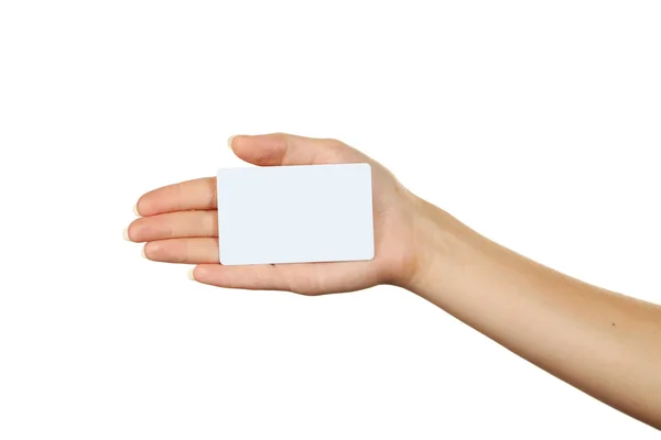 Hand holding a business card — Stock Photo, Image