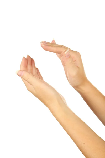 Vrouwelijke handen gebaar toegejuicht — Stockfoto