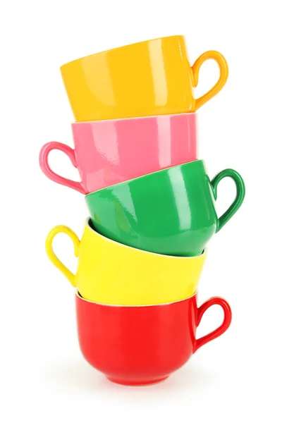 Colorful cups isolated on white — Stock Photo, Image