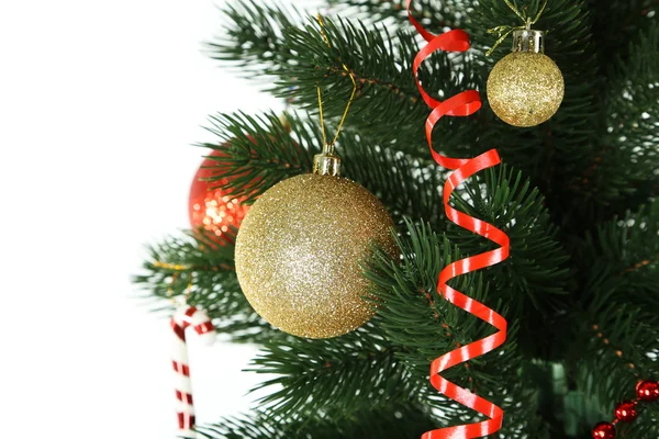 Christmas baubles on christmas tree — Stock Photo, Image