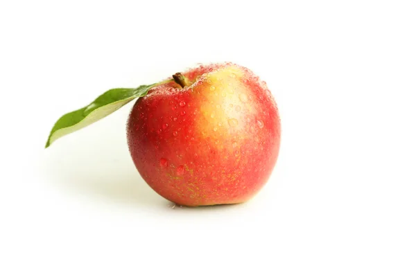 Red apple with leaf — Stock Photo, Image