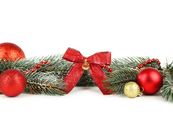 Branch of Christmas tree with balls — Stock Photo, Image