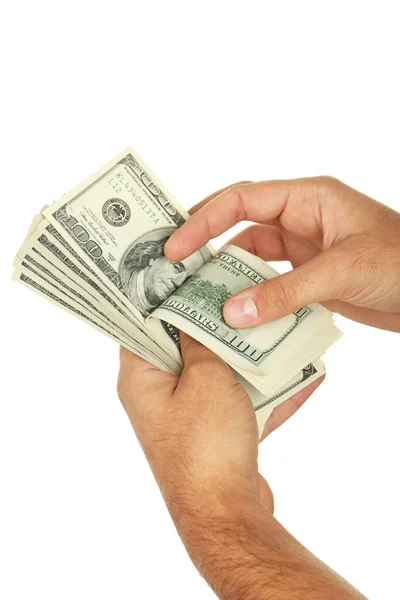 Hand holding hundred dollars bill — Stock Photo, Image