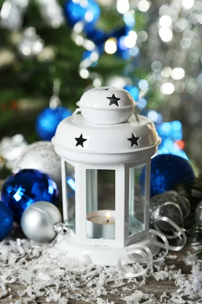 Candlestick with christmas balls — Stock Photo, Image