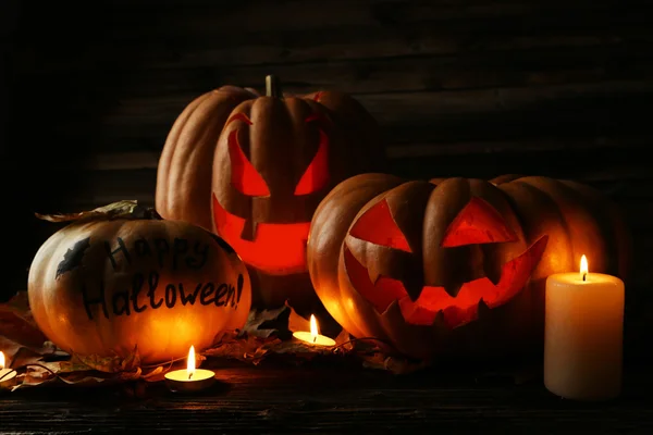 Zucche di Halloween con candele — Foto Stock