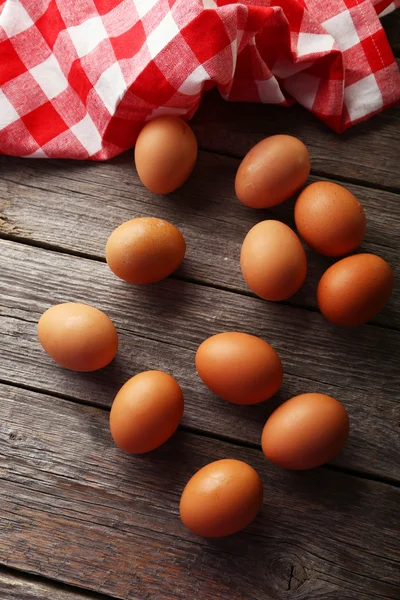 Chicken eggs and napkin — Stock Photo, Image