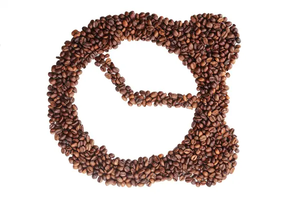 Kávová zrna v symbol hodin — Stock fotografie