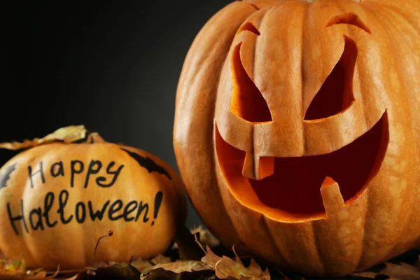 Halloween pumpkins in dark — Stock Photo, Image