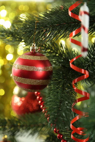 Christmas baubles on christmas tree — Stock Photo, Image