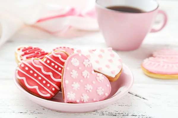 Galletas de corazón rosa — Foto de Stock