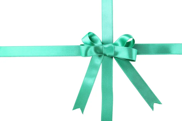 Green ribbon with bow — Stock Photo, Image