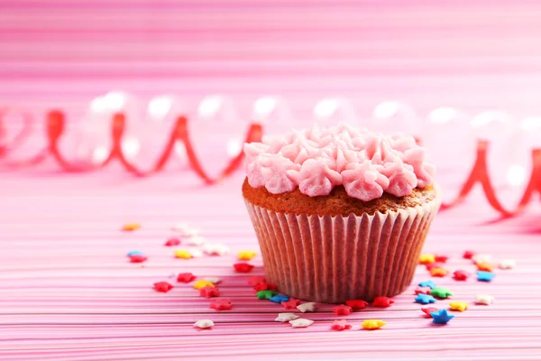 Birthday cupcake with butter cream — Stock Photo, Image