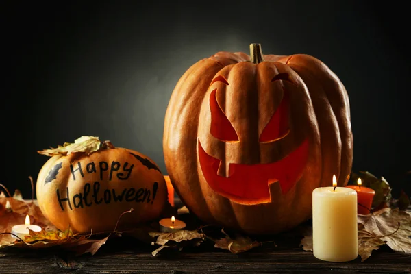 Halloween pumpkins with candels — Stock Photo, Image
