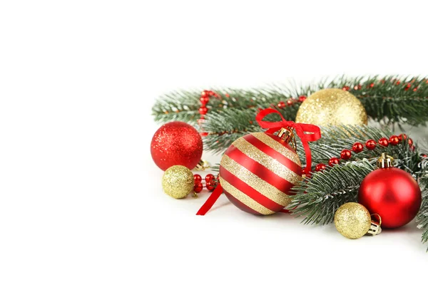 Branch of Christmas tree with balls Royalty Free Stock Images