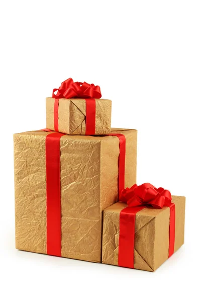 Gift boxes with red bows Royalty Free Stock Images