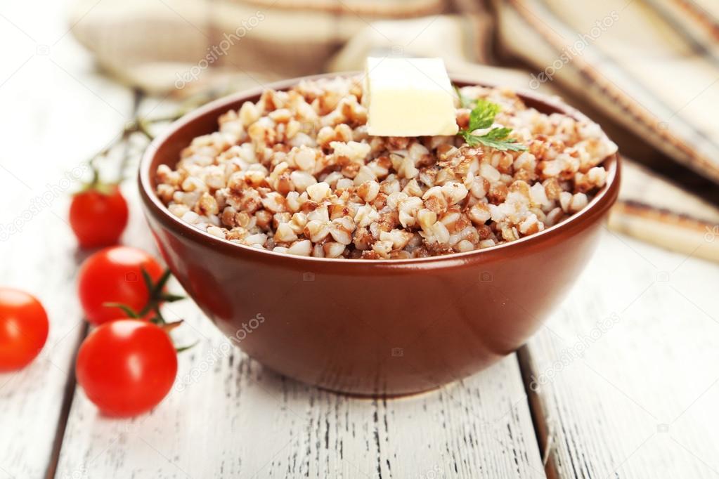 Prepared buckwheat in bowl