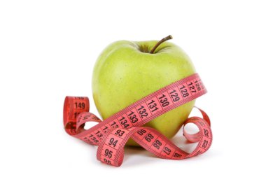 ölçme bant ile yeşil elma