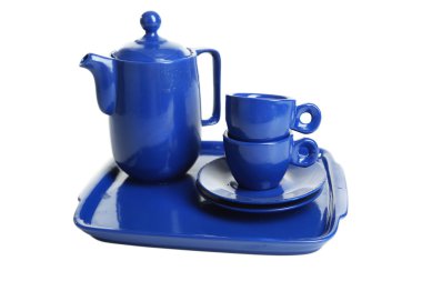 Çaydanlık ve mavi su bardağı