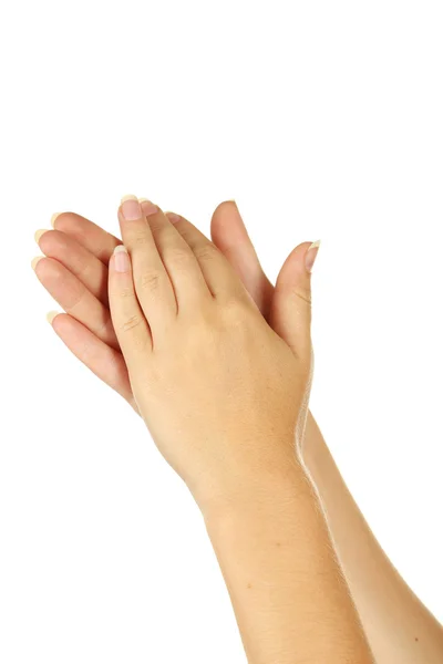 Mãos femininas gesto aplaudido — Fotografia de Stock