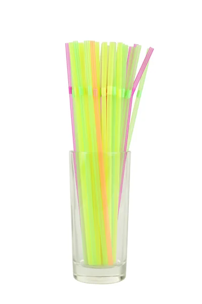 Colorful drinking straws in glass — Stock Photo, Image