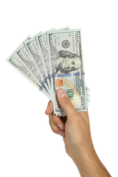 Hand holding hundred dollars bill — Stock Photo, Image