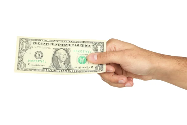 Hand holding one dollar bill — Stock Photo, Image