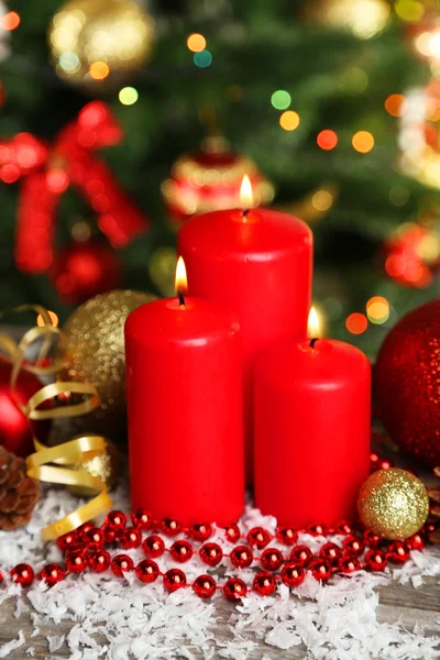 Christmas balls and candles — Stock Photo, Image