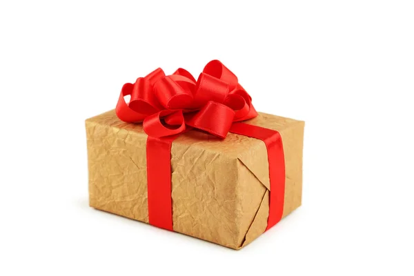 Gift box with red bow — Stock Photo, Image