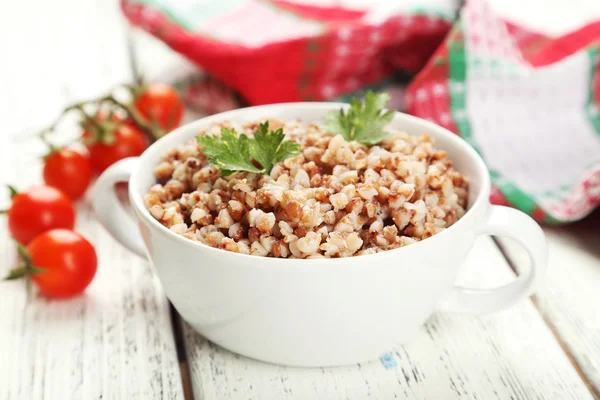 Grano saraceno preparato in ciotola — Foto Stock