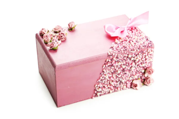 Pink casket on white — Stock Photo, Image