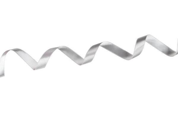 Silver ribbon on white — Stock Photo, Image