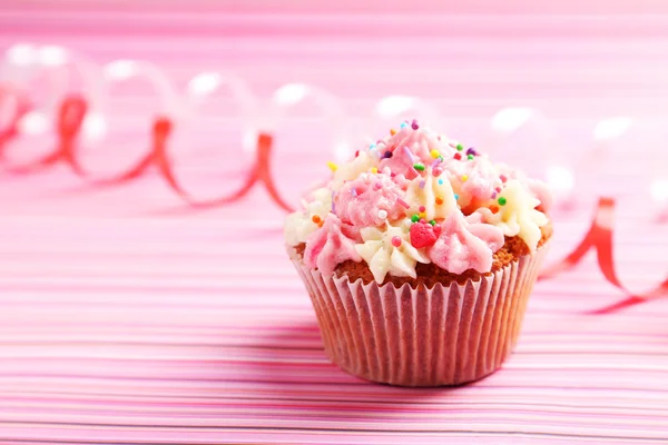 Birthday cupcake with butter cream — Stock Photo, Image