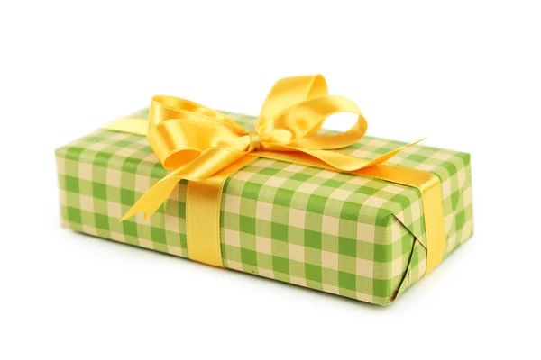 Gift box with golden bow — Stock Photo, Image