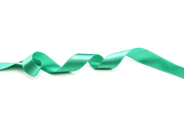 Green ribbon on white background — Stock Photo, Image