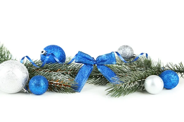 Branch of Christmas tree with balls — Stock Photo, Image