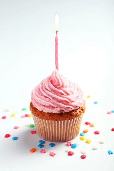 Birthday cupcake with butter cream — Stock Photo, Image