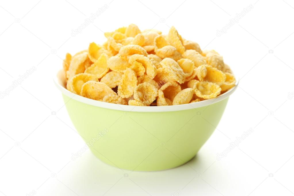 Bowl of cornflakes isolated