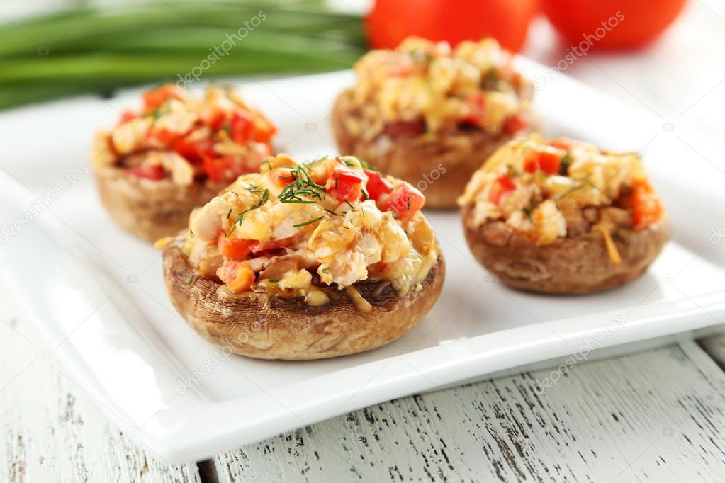 Stuffed mushrooms in plate