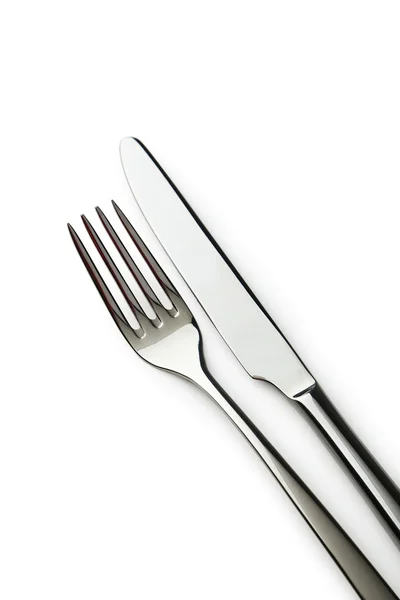 Fork and knife isolated on white — Stock Photo, Image