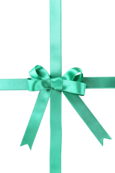 Green ribbon with bow — Stock Photo, Image
