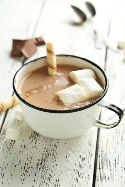 Copa de chocolate caliente con malvaviscos — Foto de Stock